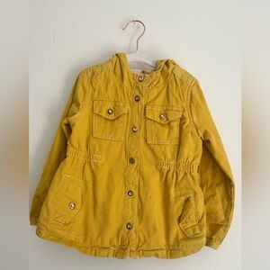 6-9M Mustard Yellow Hooded Spring Jacket Rose Gold Buttons